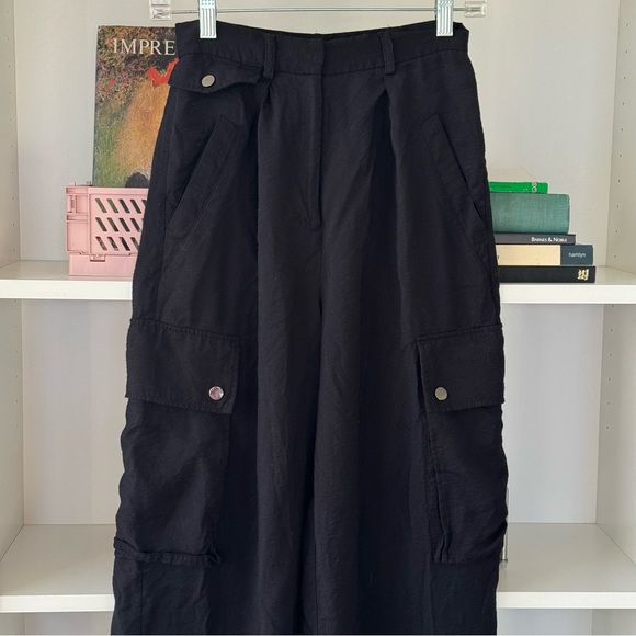 RAMY BROOK Emil Black High Waist Wide-Leg Cargo Pants - Picture 7 of 9